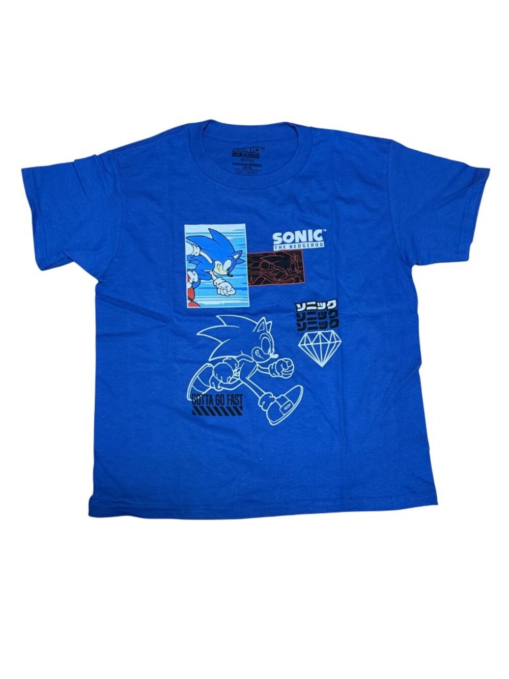 Sonic the Hedgehog Short Sleeve Blue Graphic Tee shirt Boys Size 10 12 Cotton